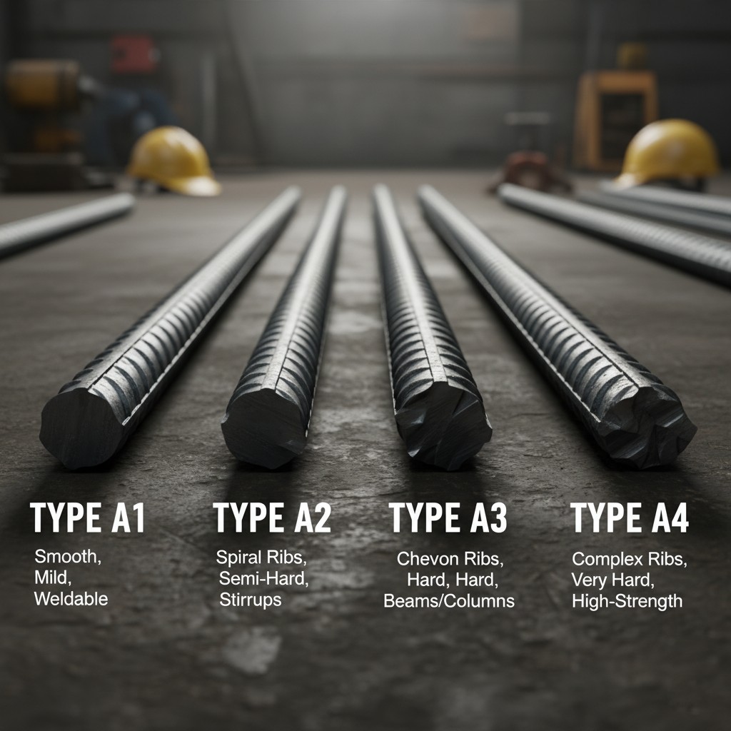 مقایسه میلگردهای A1، A2، A3 و A4